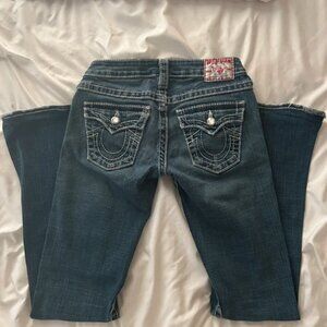 True Religion Super Low Rise Gemstone Flared Bootcut Jeans